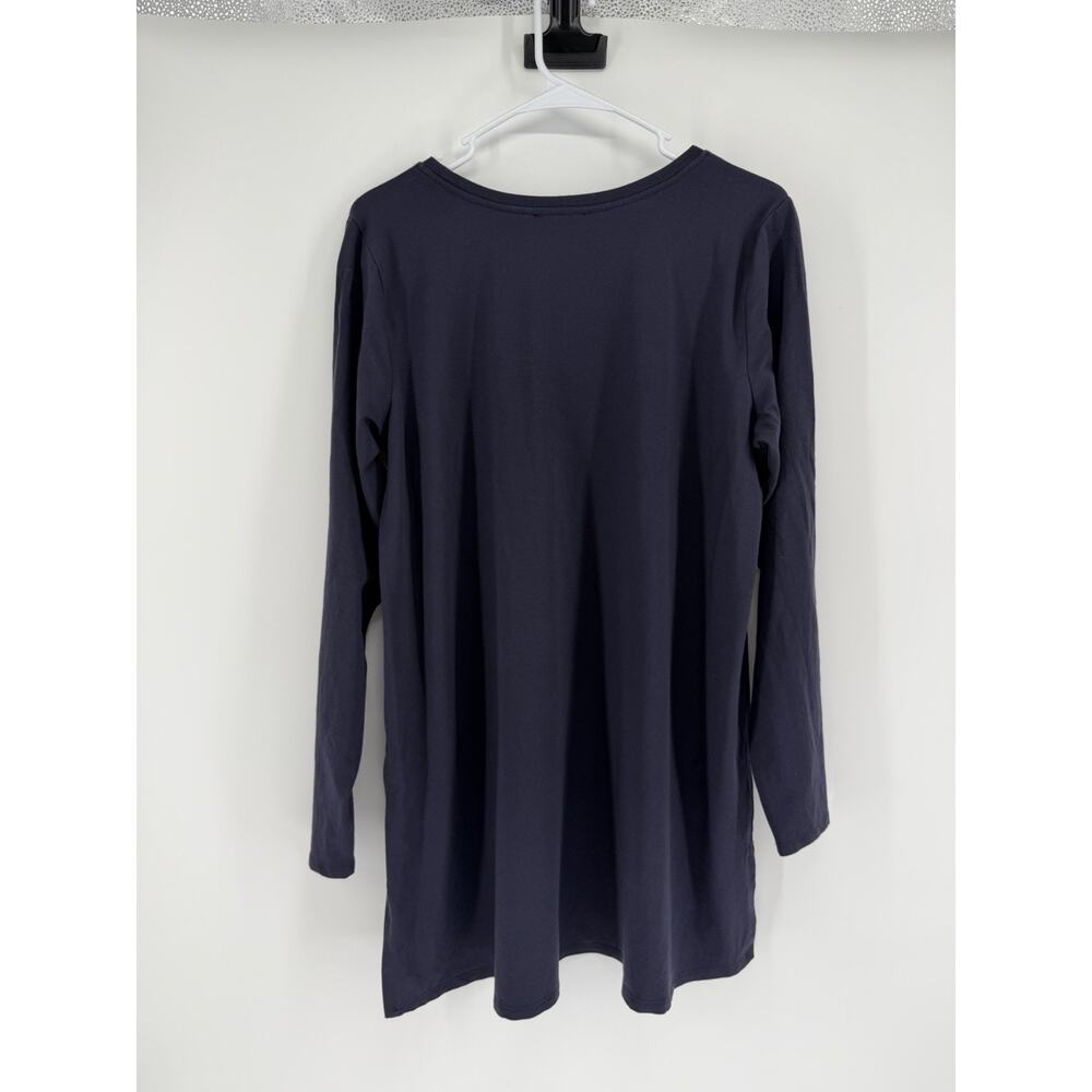 Eileen Fisher Womens Blue Long-Sleeve Crewneck Jersey Tunic Side Slit Size Large - Picture 6 of 8